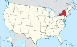 Map of the United States with New York highlighted
